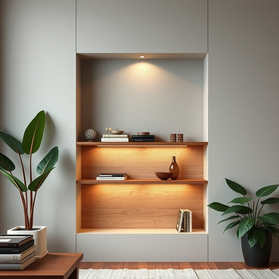 Mensola per nicchia su misura In laminato legno